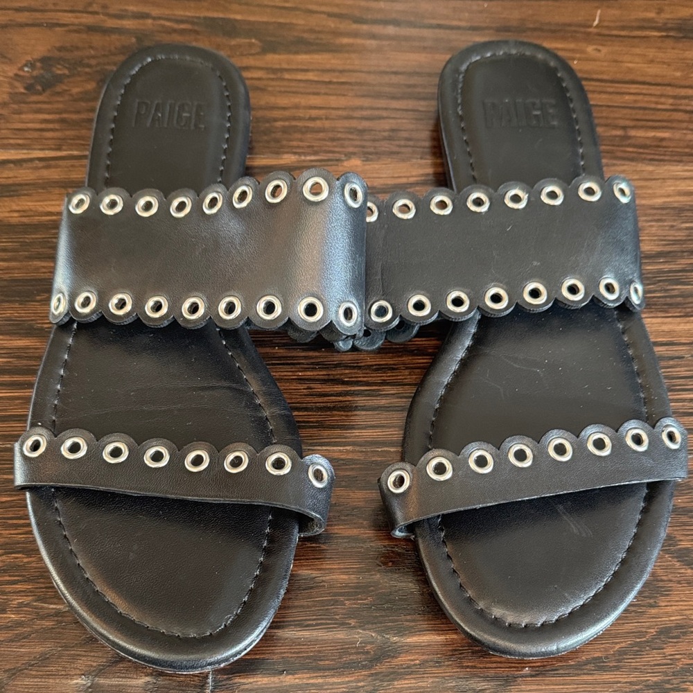 PAIGE Black Sandals with Silver Accents